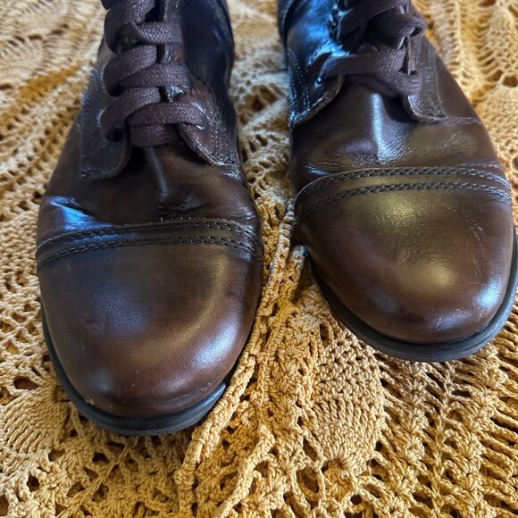 Steve Madden Brown Leather Lace-Up Ankle Boots 10 - Picture 5 of 9